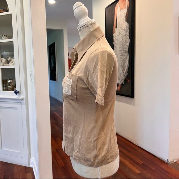 Hermes Tan Button Down Short Sleeve Shirt - Picture 7 of 10
